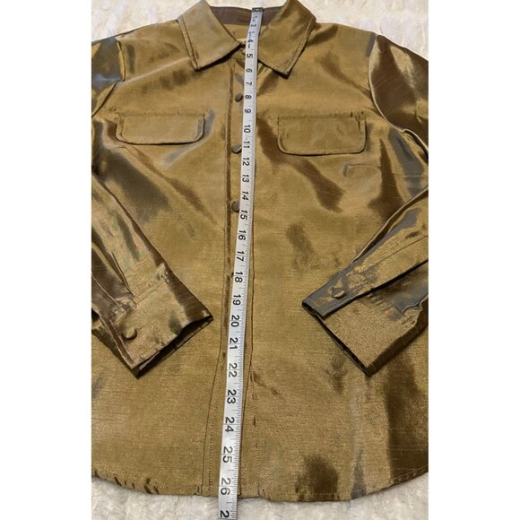 Women's Kasper Brand Metallic Gold Button-Down Blouse 100% Polyester Size PS - Picture 7 of 16